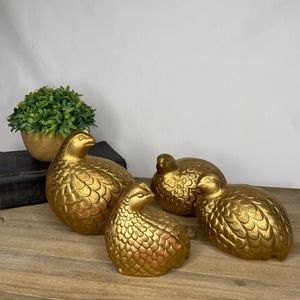 Vintage Set of Ceramic Gold Quail